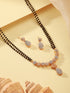 Gold Toned AD Studded Black Beads Studded Designer Solitaire Type Mangalsutra Jewellery Set
