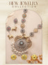 Oxidised Dual Toned Statement Peacock & Bull Motif Tribal Haram Pendant Style Jewellery Set