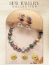 Oxidised Silver Toned Navratan Multicolored Elephant Motif Statement Choker Jewellery Set