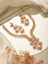 Gold Toned Cubic Zirconia Studded Designer Chandelier Statement Necklace Jewellery Set