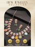 Gold Plated Navratan Multicoloured Kundan Studded Layered Floral Designer Jewellery Set