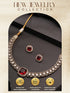 Oxidised Silver Toned Ruby Red AD Zircon Studded Minimal Kundan Choker jewellery Set