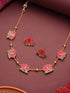 Elegant Lotus Motif Gold-Plated Necklace & Earrings Set