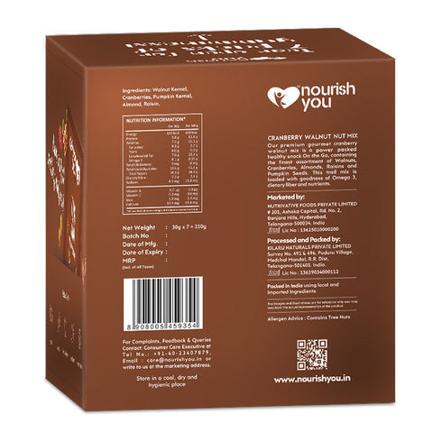 Nourish You Cranberry walnut nut mix | High in Omega-3