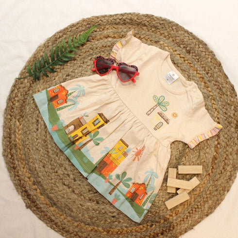 Bachpan kids wear New Born Frock - Cream