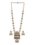 Oxidised Dual Toned Statement Fusion Tribal Elephant Leafy Contemporary Long Pendant Jewellery Set