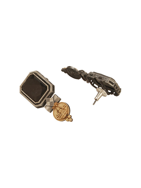 Oxidised Dual Toned Black Stone Studded Contemporary Tribal Lakshmiji Motif Choker Jewellery Set