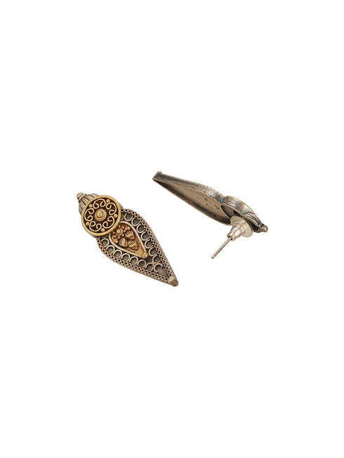 Oxidised Dual Toned Long Haram Leafy Statement Tribal Pendant Jewellery Set