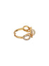 Combo Gold Plated White AD & Pearl Studded Floral Minial Ring, Bracelet With Earrings Jewellery Set