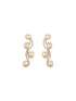 Combo Gold Plated White AD & Pearl Studded Floral Minial Ring, Bracelet With Earrings Jewellery Set