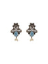 Oxidised Silver Toned Blue & white Stone Studded Statement Tribal Choker Jewellery Set