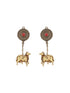 Oxidised Dual Toned Statement Peacock & Bull Motif Tribal Haram Pendant Style Jewellery Set
