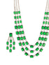 Silver Plated Emerald Green AD Studded Layered Statement Necklace Jewellery Set