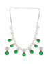 Silver Plated Emerald Green AD Studded Floral Statement Necklace Jewellery Set