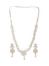 White Rhodium AD Studded Floral Design Statement Pendant Neckalce jewellery Set