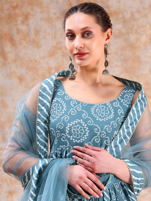 Pomcha Jaipur Dil Kash Powder Blue Bhendhaj Anarkali Set