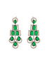 Silver Toned Emerald Green Zircon AD Studded Layered Drop Designer Statement Necklace Jewellery Set
