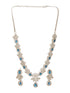 Silver Toned Sapphire Blue AD Studded Floral Delicate Statement Jewellery Set