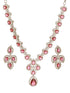 Silver Toned Ruby Red AD Studded Statement Delicate Necklace Jewellery Set