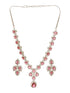 Silver Toned Ruby Red AD Studded Statement Delicate Necklace Jewellery Set