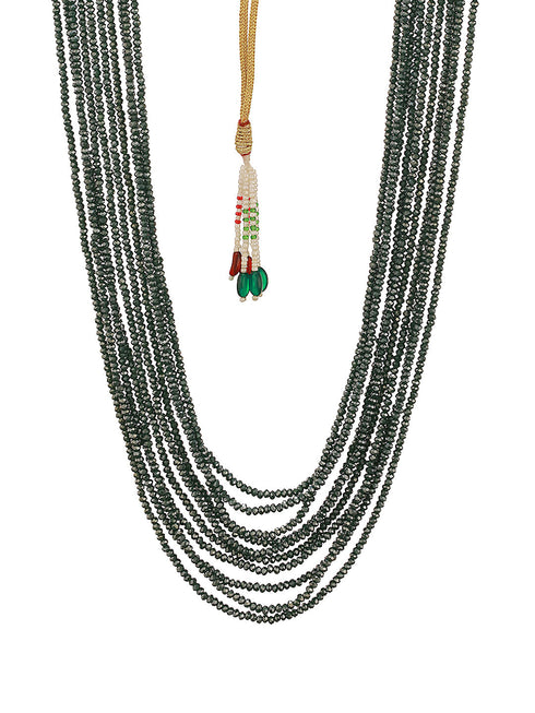Multi-Layered Emerald Green Beaded Necklace with Gold Finish Jewellery for Women