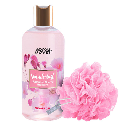 Wanderlust Cherry Blossom Shower Gel & Bath Sponge Pink Combo