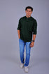 Veshbhoshaa Bluebird Men'S Short Kurta In Dark Green - 100% Pure Cotton