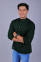 Veshbhoshaa Bluebird Men'S Short Kurta In Dark Green - 100% Pure Cotton