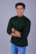 Veshbhoshaa Bluebird Men'S Short Kurta In Dark Green - 100% Pure Cotton