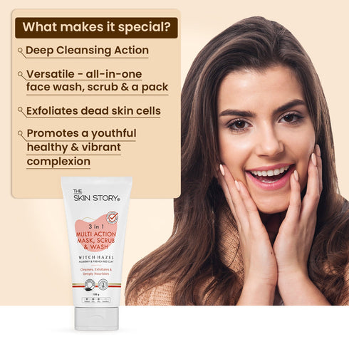 The Skin Story Deep Detox 3-in-1 Clay Wash, Scrub & Pack
