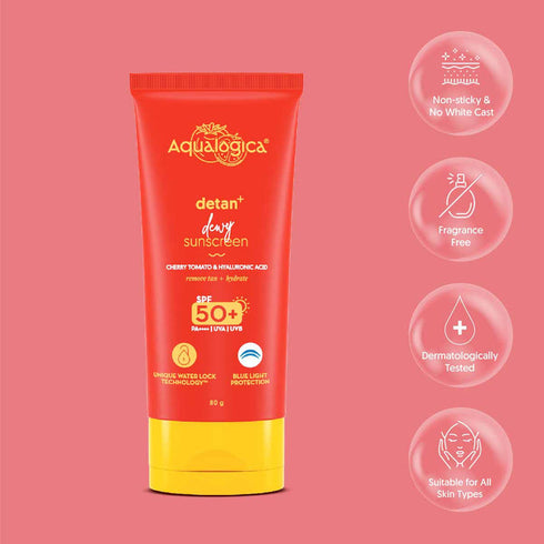 Aqualogica Detan+ Dewy Sunscreen with SPF 50+ and PA++++ for UVA