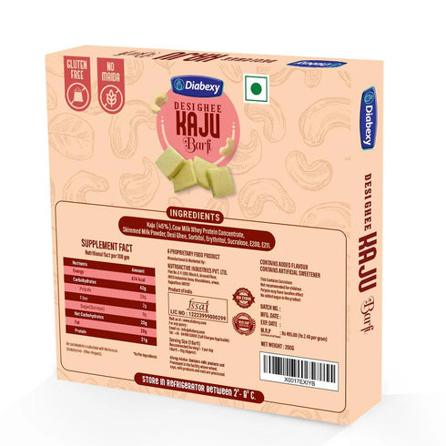 Diabexy Desi Ghee Sugar Free Kaju Barfi 200g