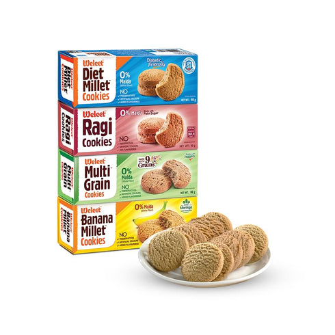 Weleet Assorted Cookies Diet Millet | Ragi | Multi-Grain & Banana Millet