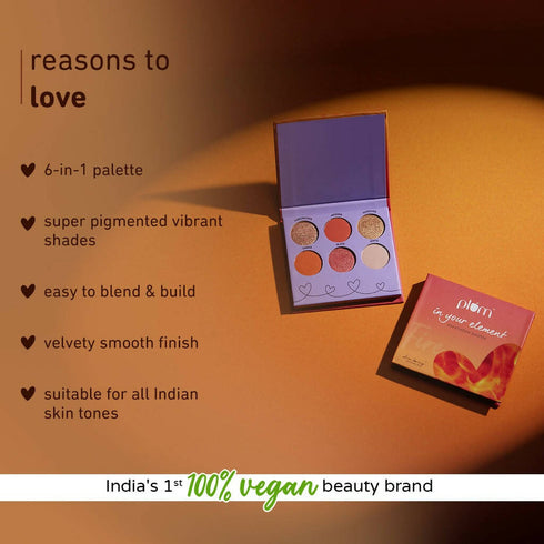 Plum In Your Element Eyeshadow Palette Easy to Blend 6in1 Palette 01 Fire