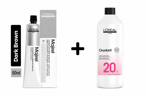 L'Oreal Professionnel Majirel 3.0 Dark Brown + 20 Vol Developer 1000ml Combo