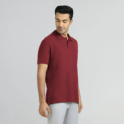 XYXX Element Combed Cotton Polo T-shirts Bold Burgundy