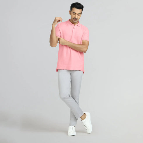 XYXX Element Combed Cotton Polo T-shirts French Pink