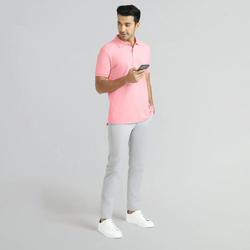 XYXX Element Combed Cotton Polo T-shirts French Pink