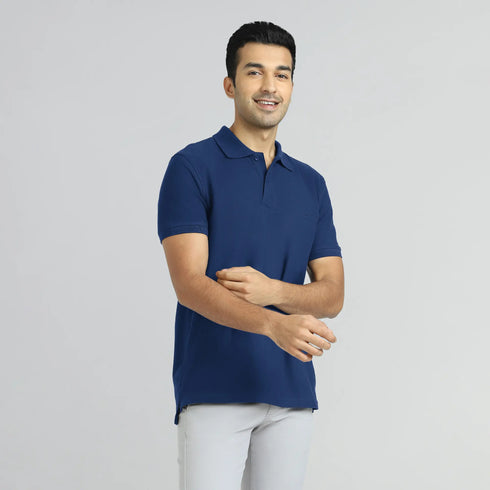 XYXX Element Combed Cotton Polo T-shirts Midnight Blue