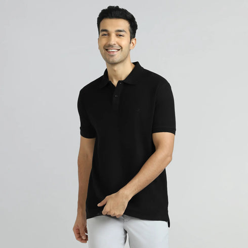 XYXX Element Combed Cotton Polo T-shirts Pitch Black