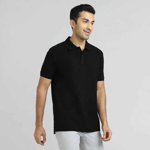 XYXX Element Combed Cotton Polo T-shirts Pitch Black