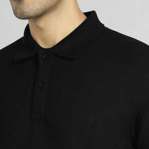 XYXX Element Combed Cotton Polo T-shirts Pitch Black
