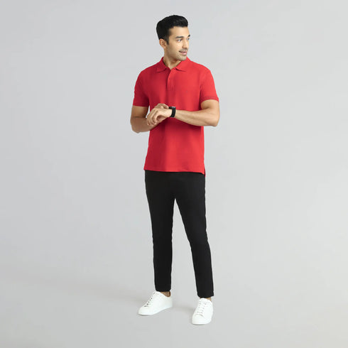 XYXX Element Combed Cotton Polo T-shirts Rio Red