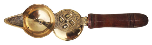 Brass Oil Lamp Deepak With Wooden Handle 0.075Kg