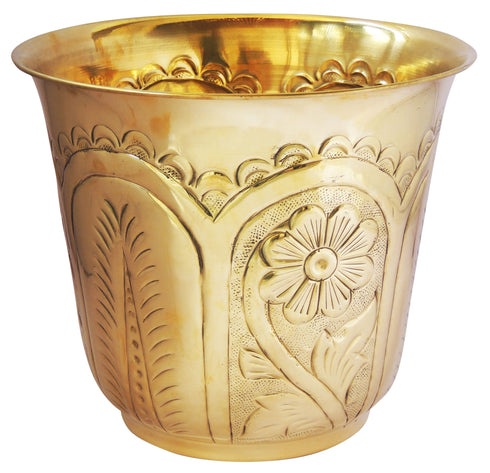 Brass Planter Pot Gamala With Hand Work 1.09Kg