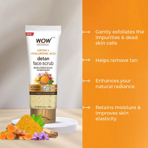 WoW Ubtan & Hyaluronic Acid Detan Face Scrub