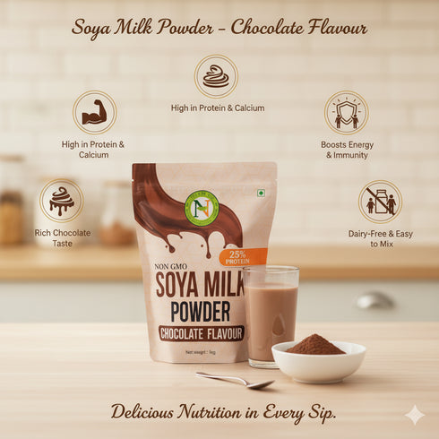 NatureVit Chocolate Soya Milk Powder Vegan| Non-GMO, 25% Protein