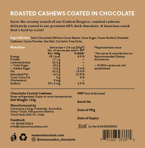 Mason & Co Cashew Dragées 150g