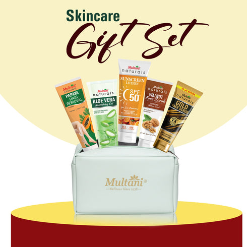 Multani Pharmaceuticals Limited Multani Naturals Beauty & Personal Care Gift Sets Bag Free Face Gel Hair Removal Face Wash 5 Items in the set