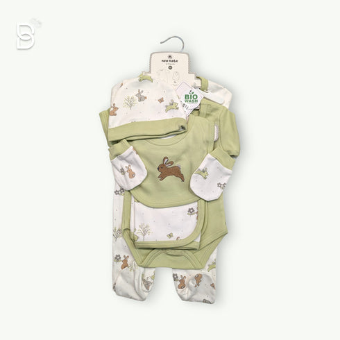 Bachpan kids wear NEWBORN SET-WHITE & GREEN